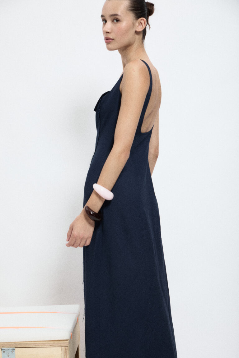 Dress with frayed cuts