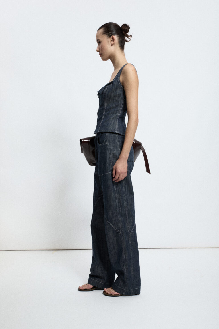 Denim stitched pants